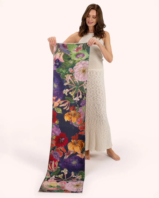 Powder Luxury Scarf Autumn Posy (Midnight Navy)