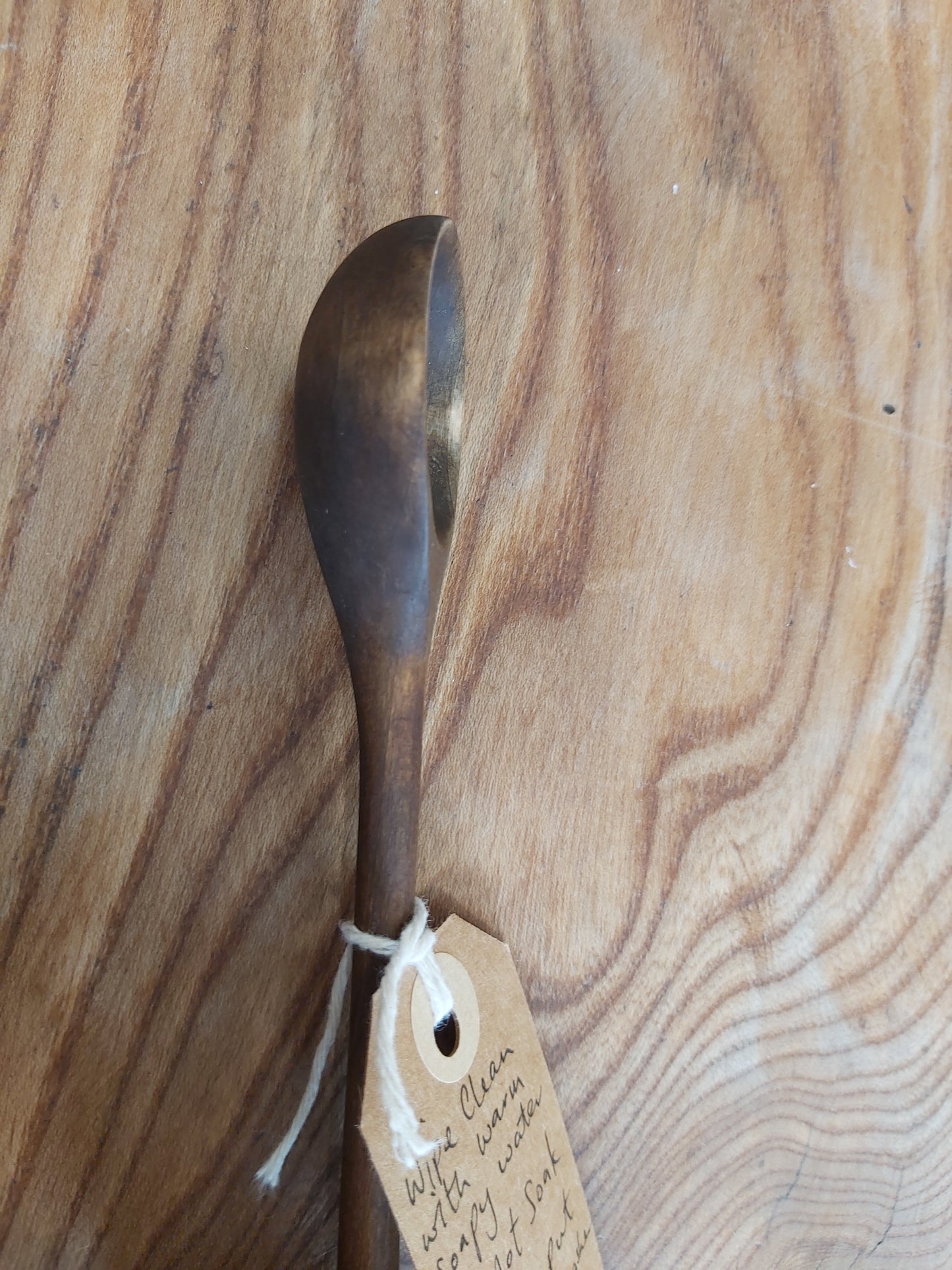 Hand Carved Long Handled Ebonised Tulipwood Condiment Spoon