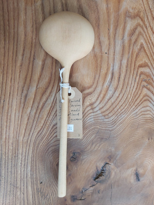 Hand Carved Sycamore Large Serving Spoon