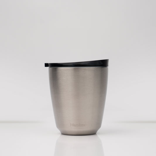 8oz Huskee Brushed Steel Cup & Lid