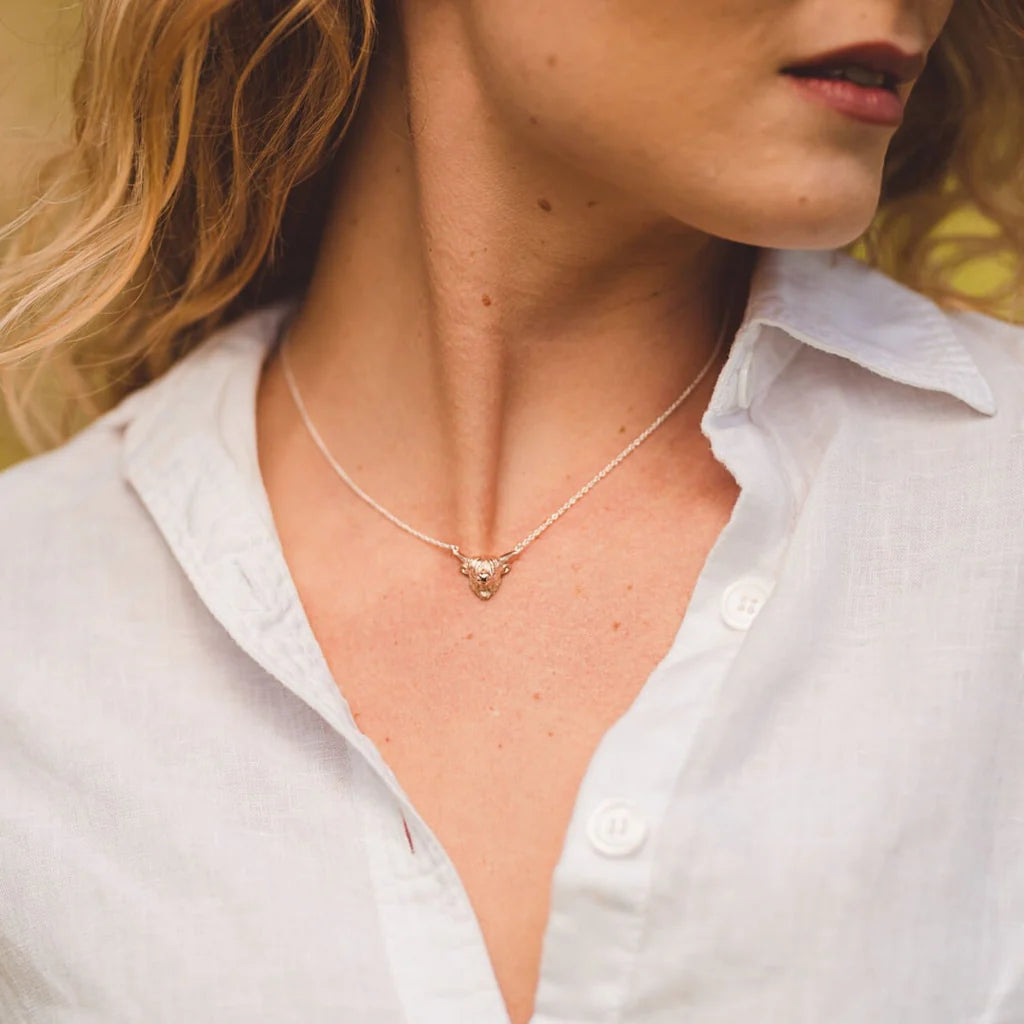 Highland Cow Necklace (Rose Gold Plated Sterling Silver)