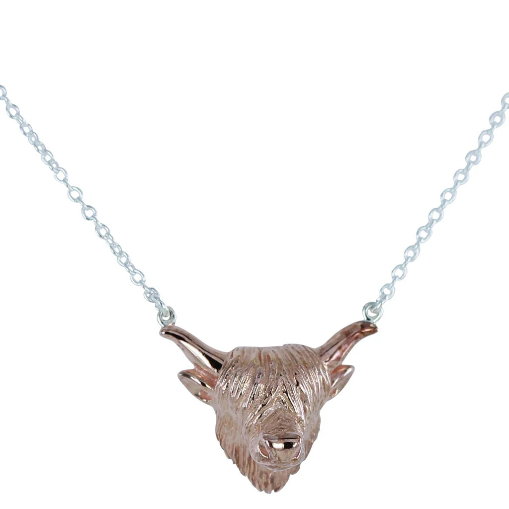 Highland Cow Necklace (Rose Gold Plated Sterling Silver)