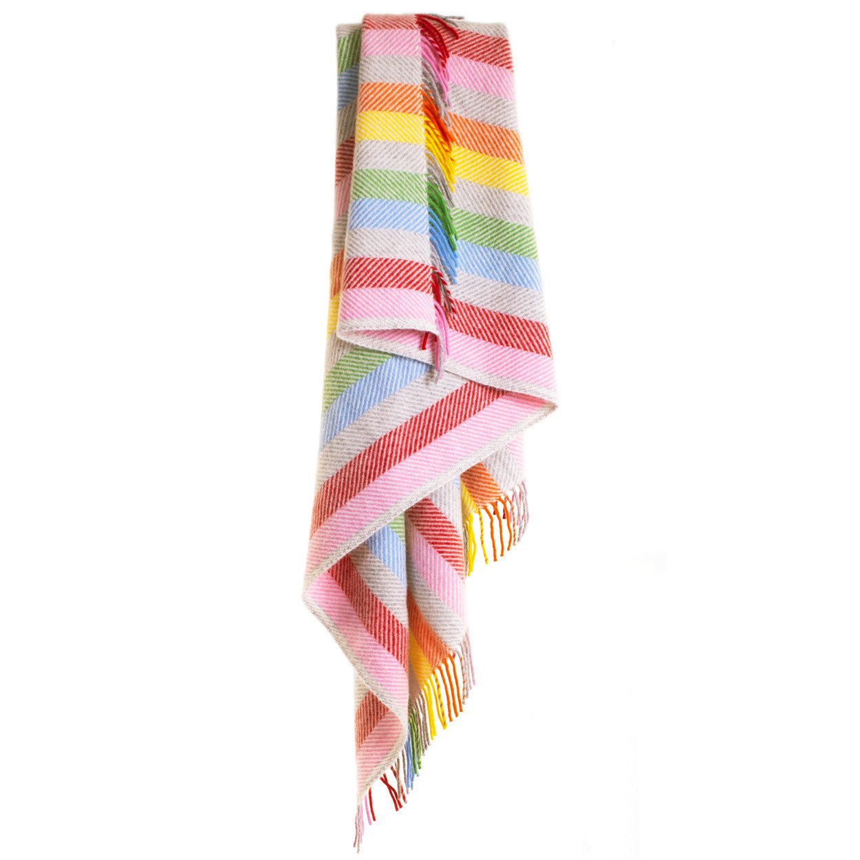 Tweedmill Wool Throw - Lifestyle Rainbow Grey Stripe
