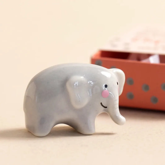 Tiny Matchbox Ceramic Elephant Token