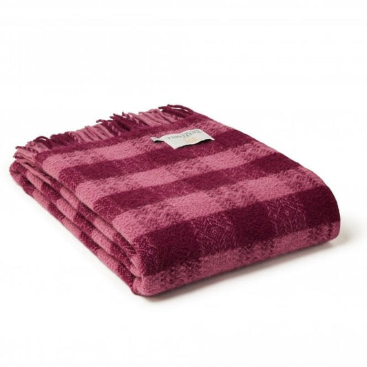 Tweedmill Wool Throw - Hutton Check Burgundy