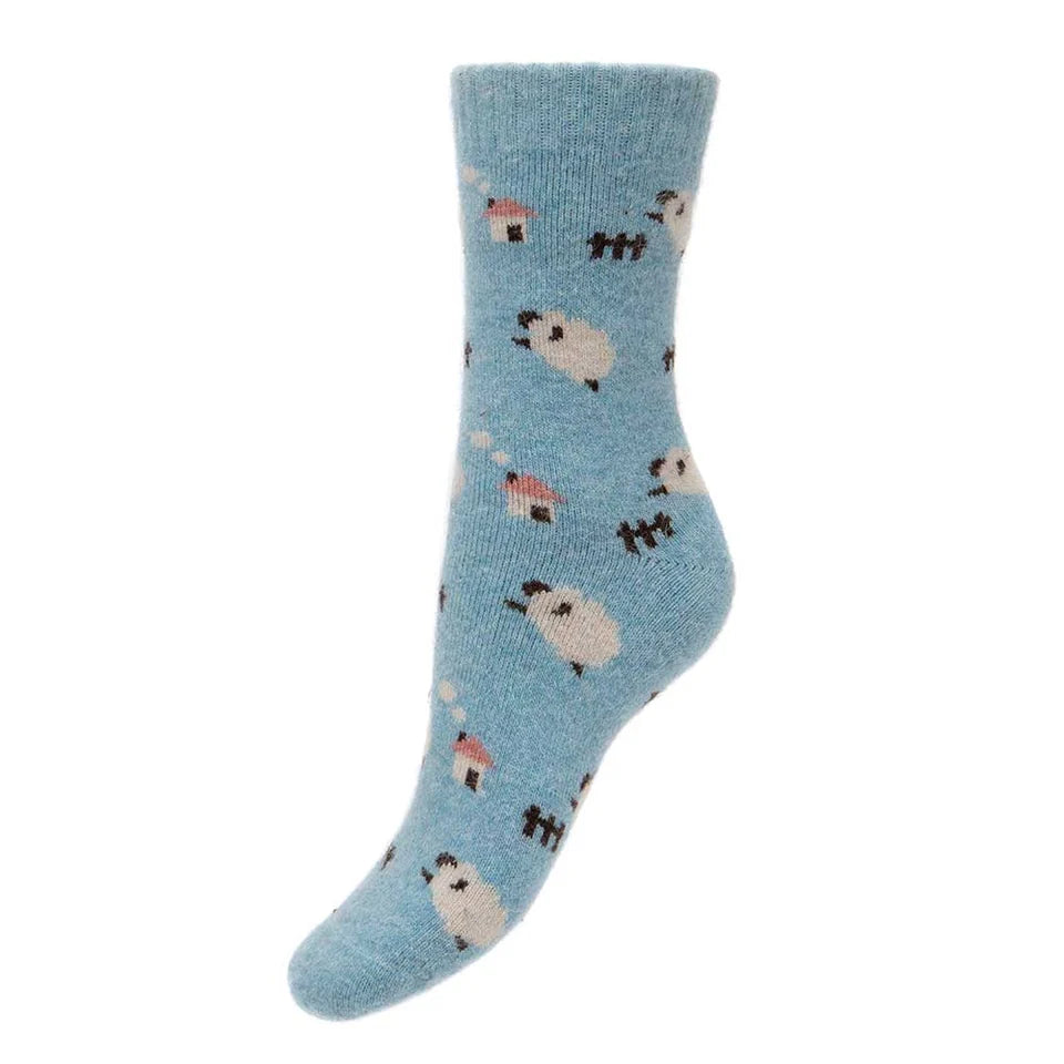 4-7 Wool Socks Jumping Sheep (Blue)
