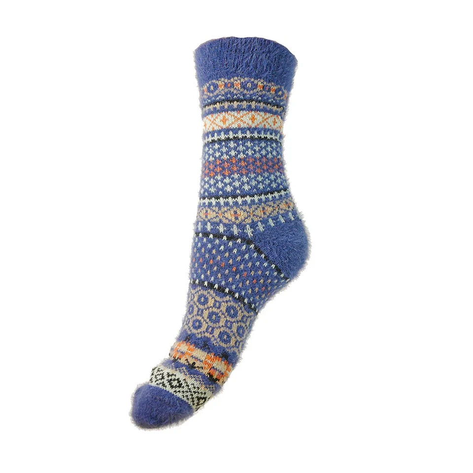 4-7 Wool Blend Socks Scandi (Blue)