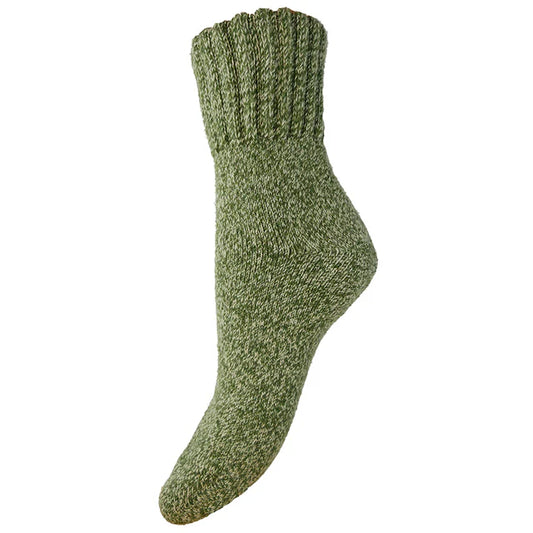 4-7 Thick Wool Blend Socks (Green Marl)