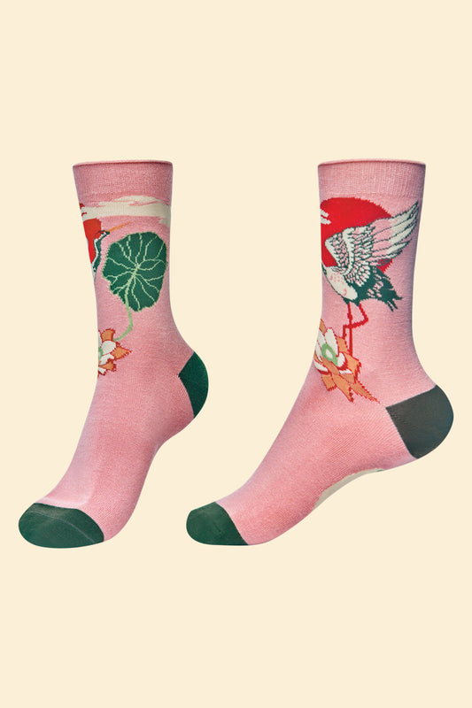 4-7 Ankle Socks Crane At Sunrise Petal