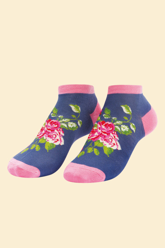 Powder Trainer Socks Floral Vines Navy