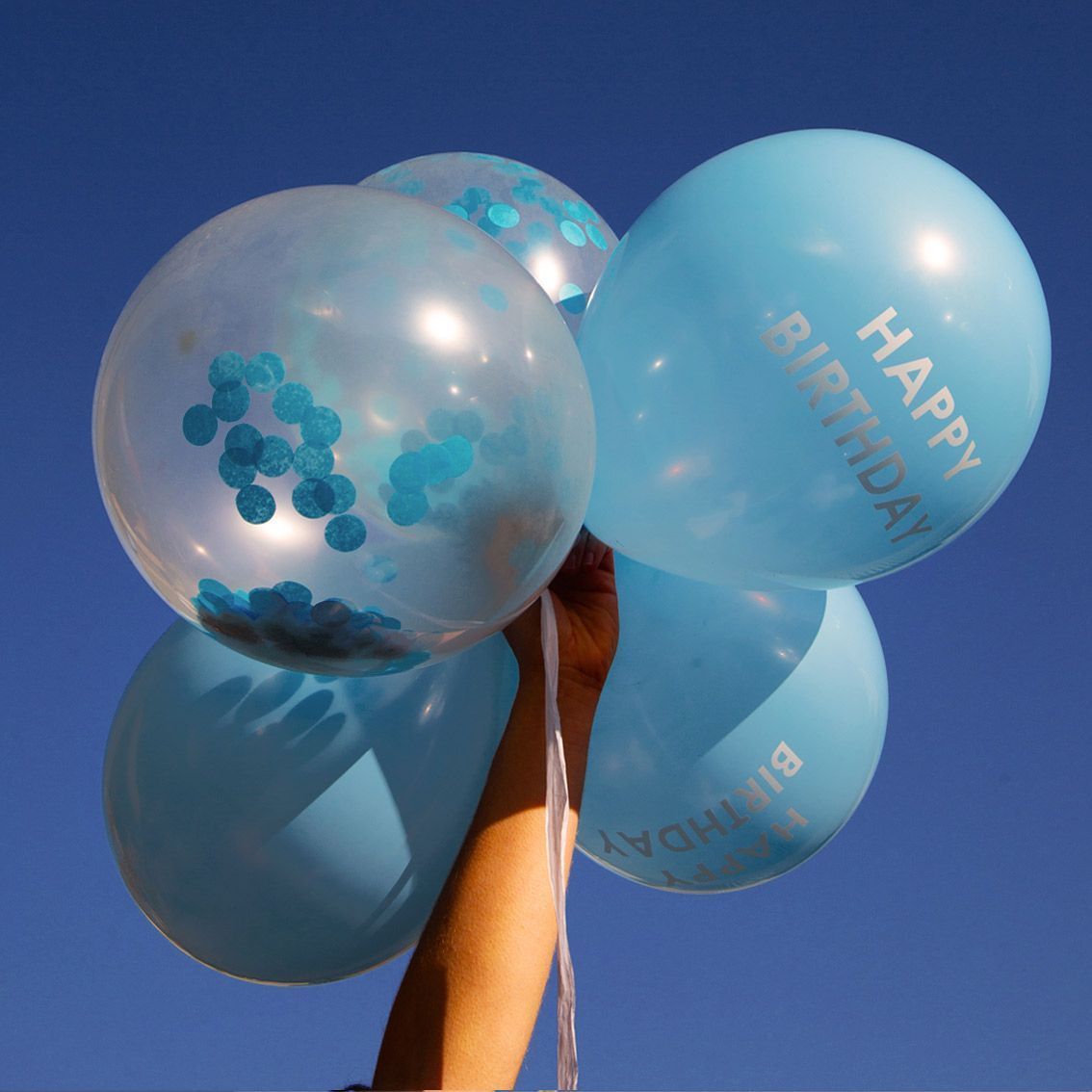 5 Balloons Birthday Blue