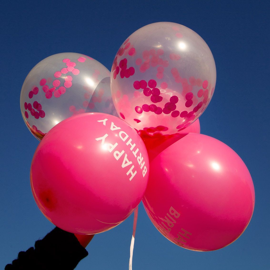 5 Balloons Birthday Pink