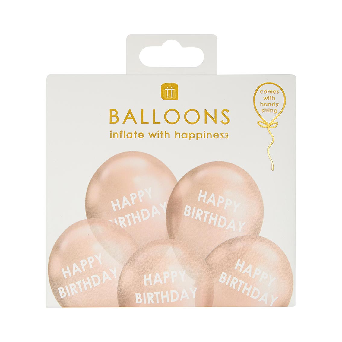 5 Balloons Birthday Rose Gold
