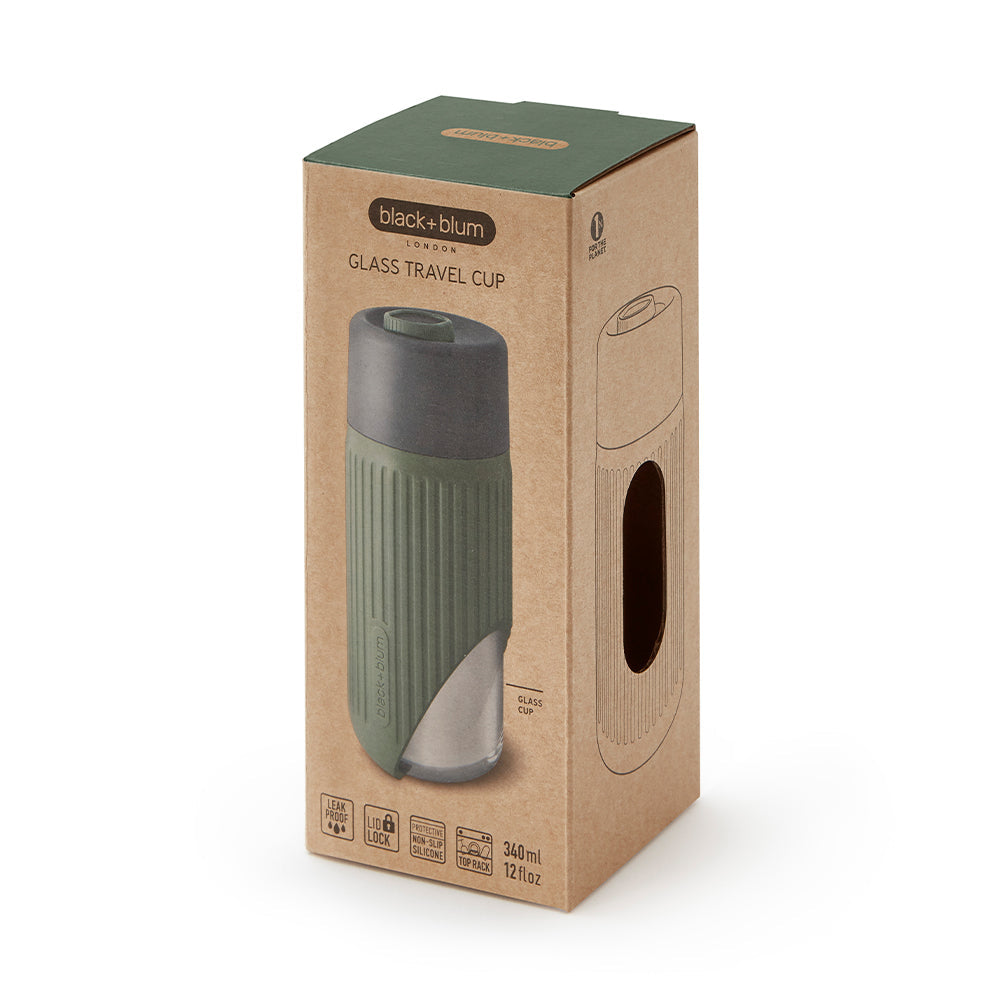 Black+Blum Glass Travel Cup in Ocean Blue 340ml