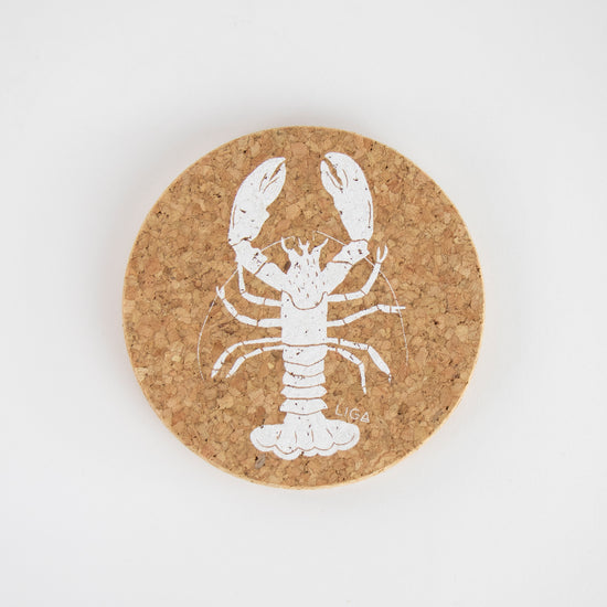 Cork Coaster Lobster White