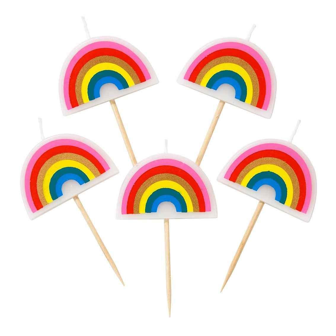 Rainbow Brights Rainbow Shaped Candles 5pk