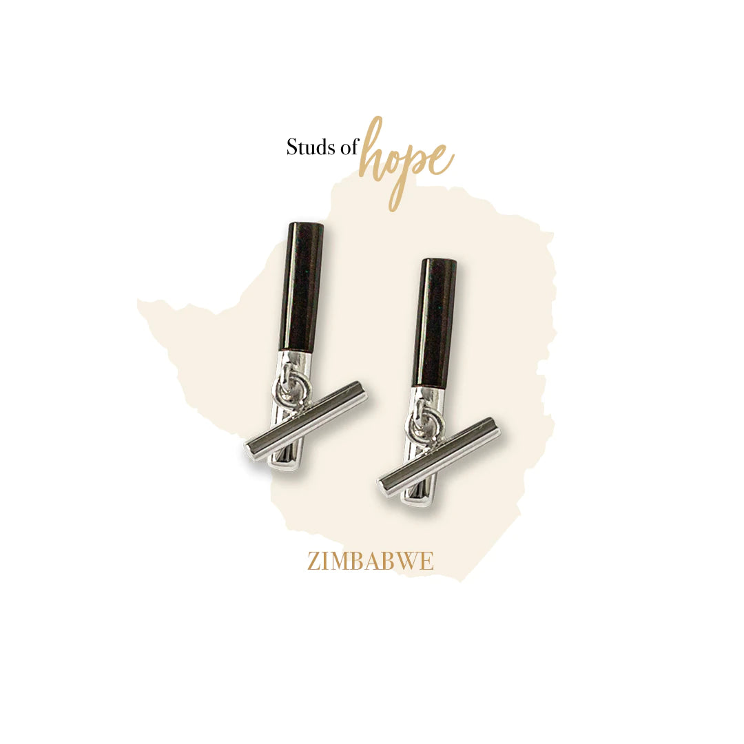Studs Of Hope Earrings - ZIMBABWE Minimalist Movement Onyx