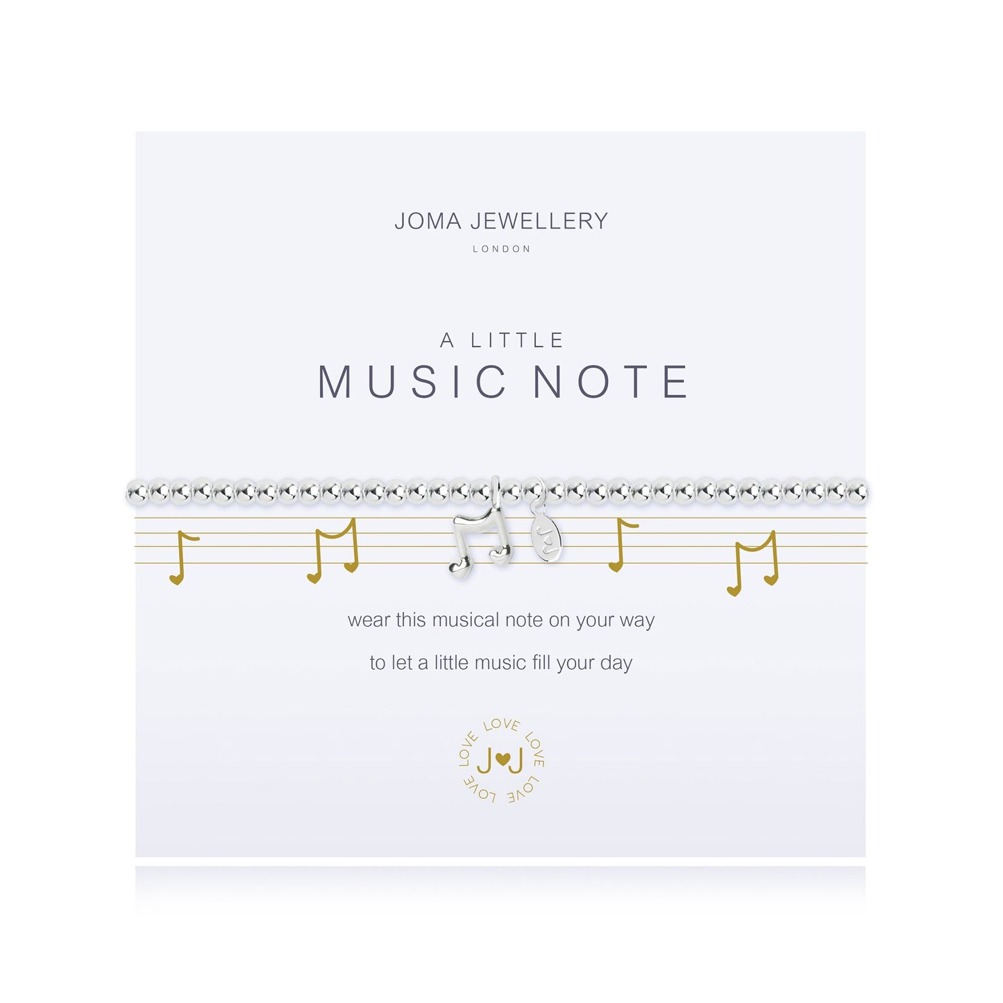 A silver plated bracelet with music note charm
