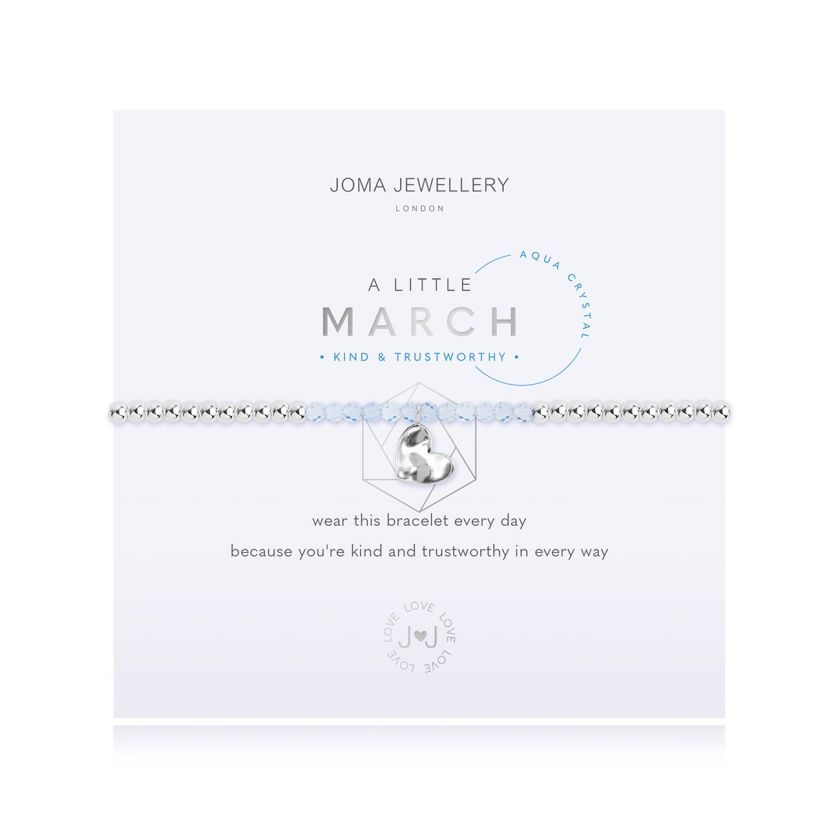 March birthday bracelet plated and with aqua crystal stones