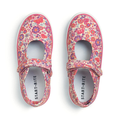 StartRite BUSY LIZZIE Canvas Velcro Shoe (Pink Floral) 24-31