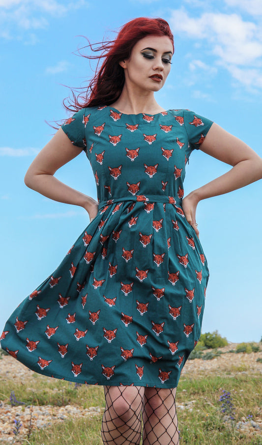 Run & Fly Foxy Print Tea Party Dress