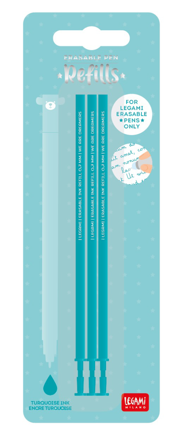 Erasable Pen Refill 3pk Turquoise