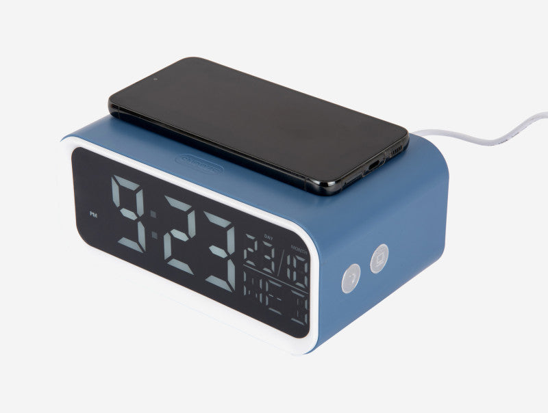 Alarm Clock Chunky LED with Phone Charger (Blue)