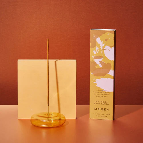 Maegen Dimple Glass Incense Holder (Yellow)