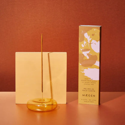 Maegen Dimple Glass Incense Holder (Yellow)