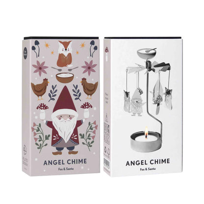 Tealight Angel Chime Fox & Santa (Silver)