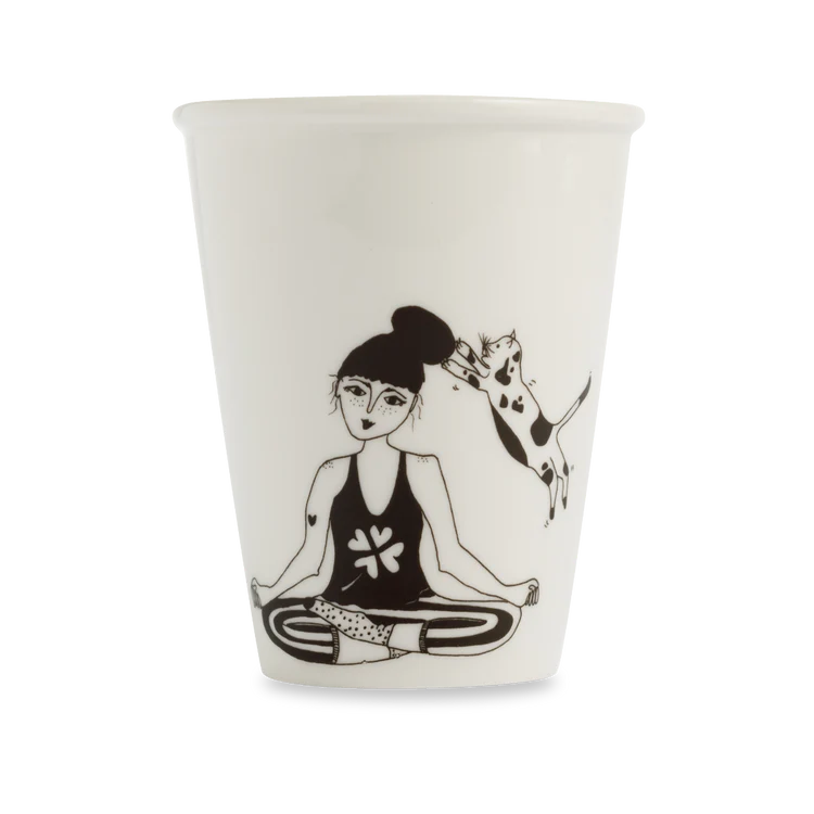 Helen B Porcelain Cup Zen With Cats | Helen B Ceramics