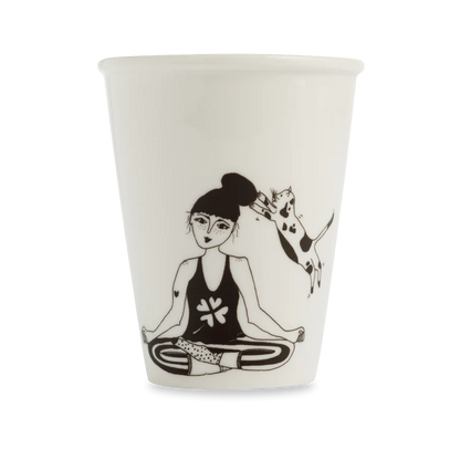 Helen B Porcelain Cup Zen With Cats | Helen B Ceramics