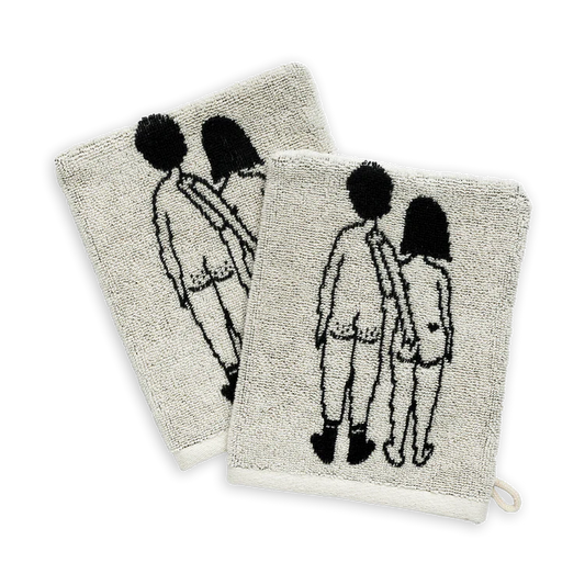Set of 2 Wash Cloths - Naked Couple Back