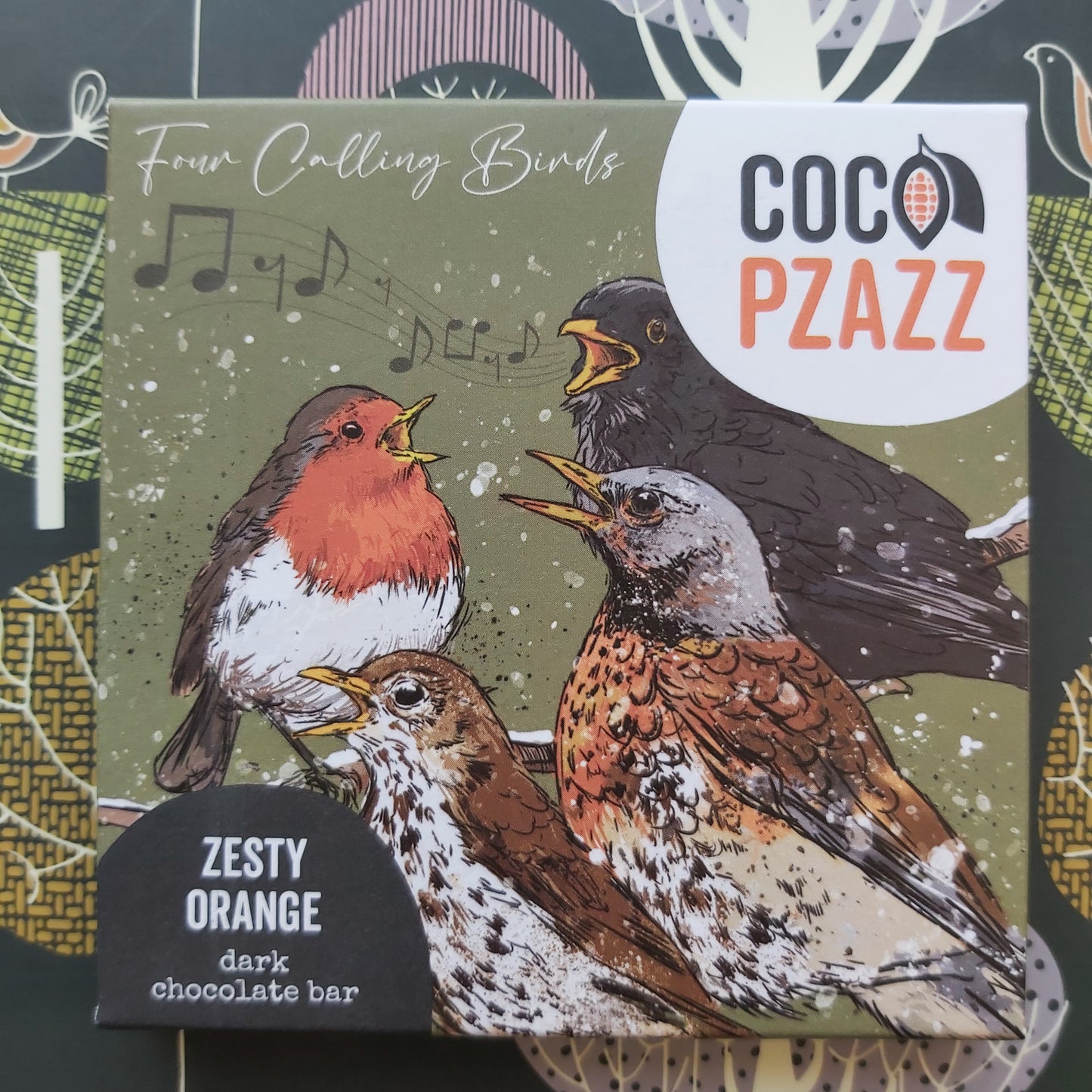 Coco Pzazz Christmas Zesty Orange Dark Chocolate Bar 80g (Vegan)