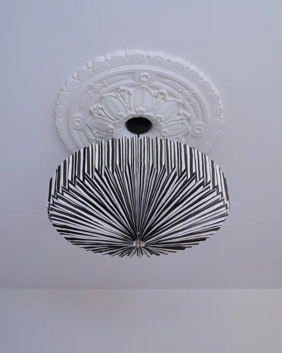 Origami Lampshade Saucer Black Hand Drawn Stripes