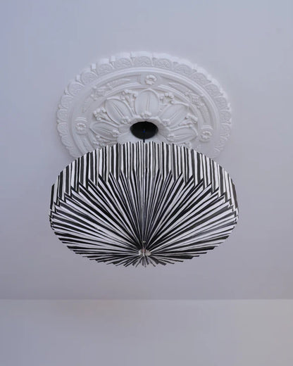 Origami Lampshade Saucer Black Hand Drawn Stripes