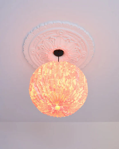 Origami Lampshade Globe Indian Toile Terracotta