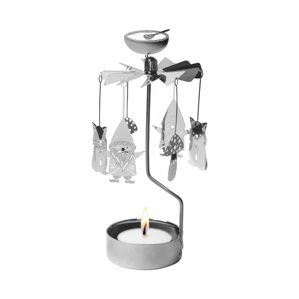 Tealight Angel Chime Fox & Santa (Silver)