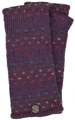 Wool Wristwarmers Rainbow Tick Grape