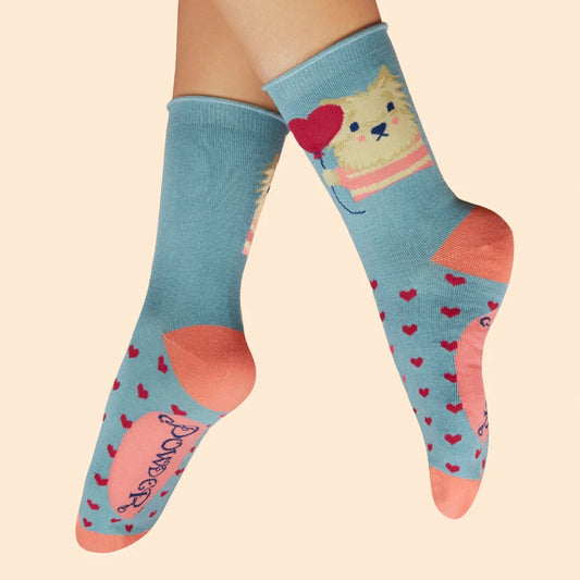 Powder Ankle Socks Thoughtful Lover Puppy Denim