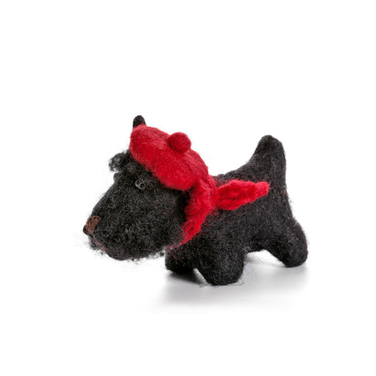Felt Hanging Decoration - Black Scottie Dog with Tam O'Shanter