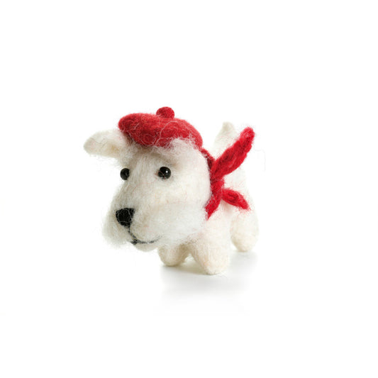 Felt Hanging Decoration - White Westie with Tam O'Shanter