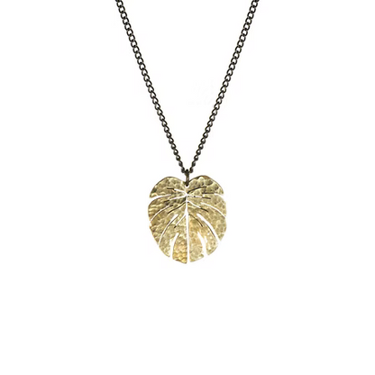 Hammered Tropical Leaf Small Pendant