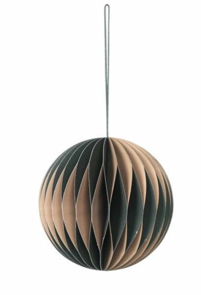 Broste Copenhagen Deko Paper Ball 9cm Tan/Forest Tree Decoration