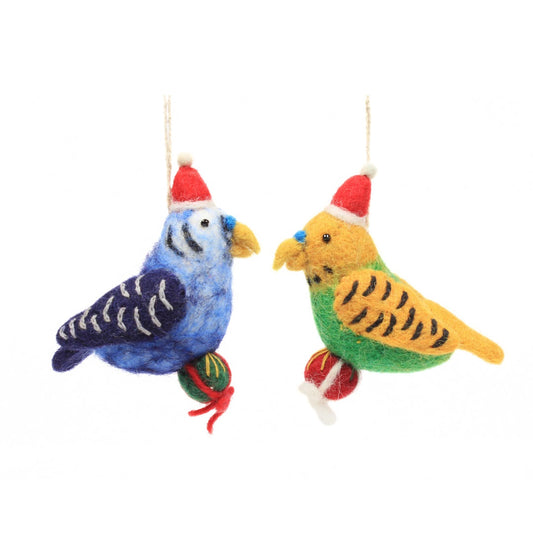 Felt Hanging Decoration - Christmas Budgie (Assorted Colours)