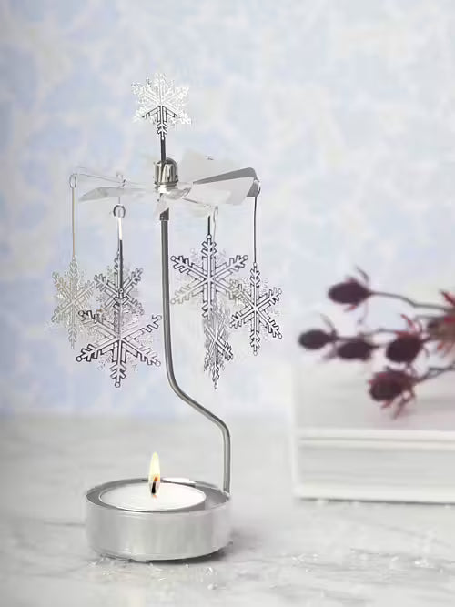 Tealight Angel Chime Snow Star (Silver)