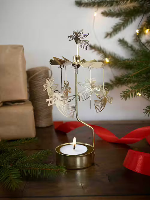 Tealight Angel Chime Flying Angel Gold