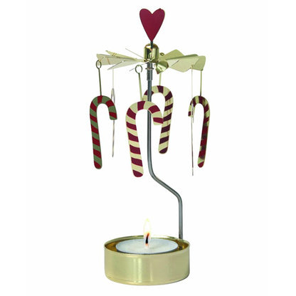 Tealight Angel Chime Candy Cane (Gold)