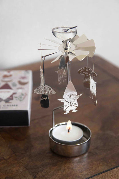 Tealight Angel Chime Fox & Santa (Silver)