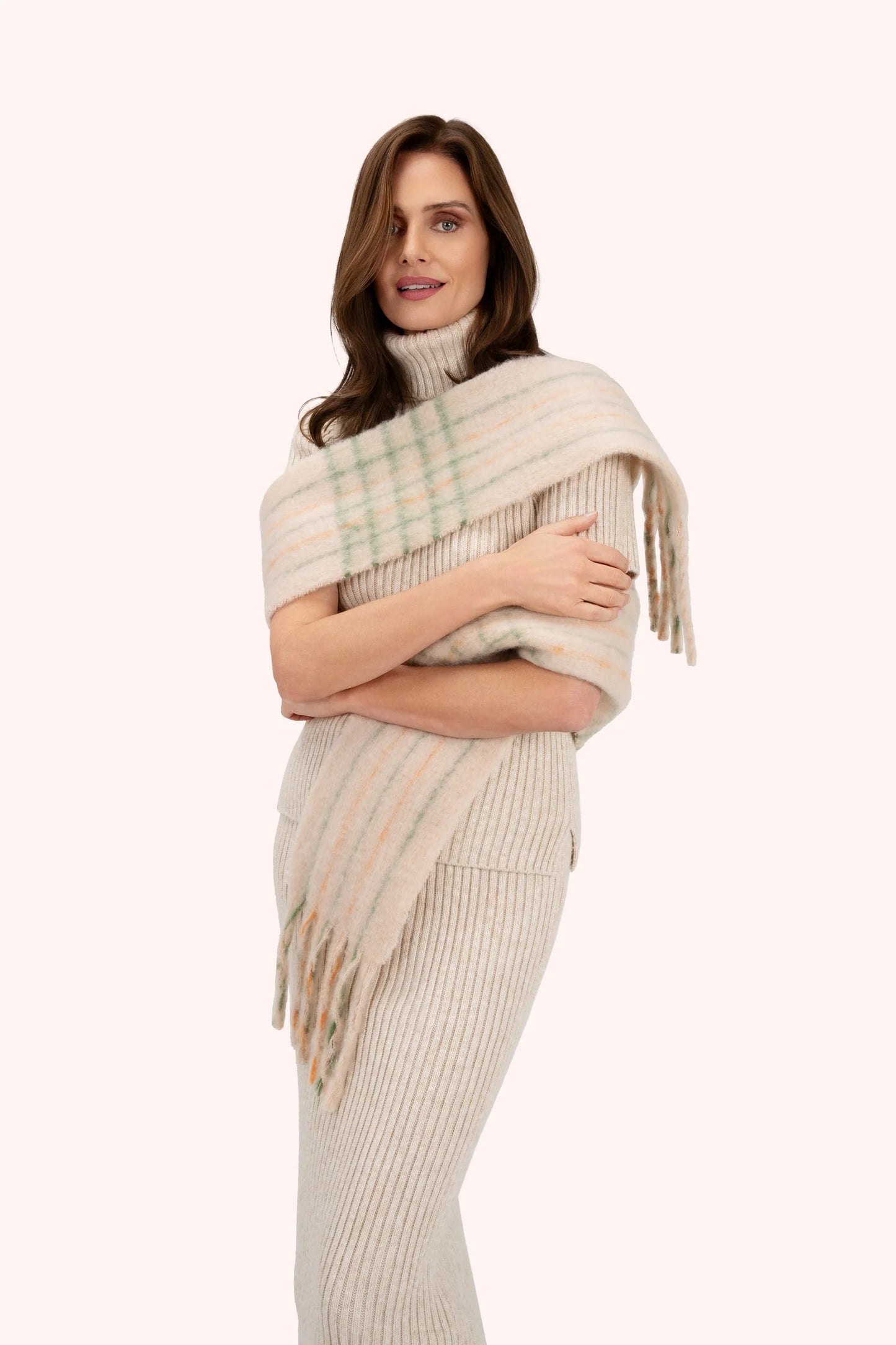 Powder Cosy Scarf Angelica (Cream/Sage)